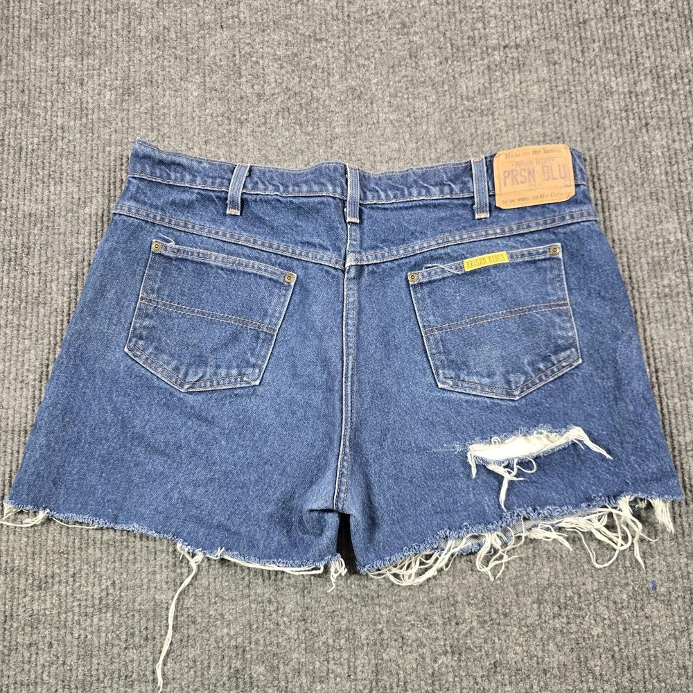 Prison Blues Shorts Mens 40 Blue Denim‎ Cutoff Distressed Frayed Hem USA Made
